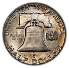 1958 50c Franklin Silver Half Dollar - Colorful Toning - UNC Dets - SKU-H2120