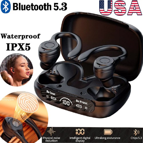 Bluetooth 5.3 Wireless Headset TWS Ohrhörer Ohrhörer Stereo Kopfhörer Ohrbügel - Bild 1 von 15