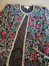 Niteline By Della Roufogali Floral Sequin Jacket Size L