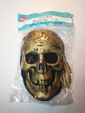 Pirate Skull Mask Halloween Gold Black Hood Cover 6.89" x 9.53" Brand New