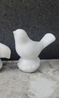 Lovely White Glass Bird Salt & Pepper Shakers Set Vtg Cottagecore Farmhouse — photo 2