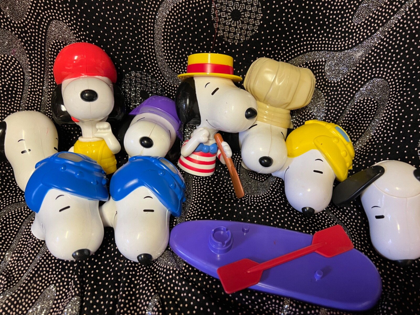 Peanuts McDonald's promotional toys Snoopy heads interchangeable heads  bulk lot