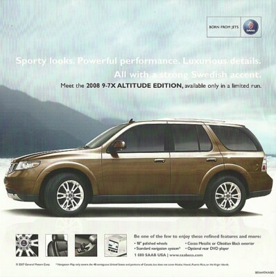 2008 SAAB 9-7x ALTITUDE EDITION sales brochure thin sheet 08 US 97X