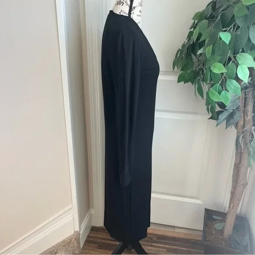 Barneys New York Long Sleeve V-Neck Midi Cocktail Dress Black Sz 8 - Picture 8 of 16