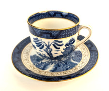 Vintage Nikko NKT Blue Willow Ironstone Occupied Japan Mini 3oz Tea Cup /Saucer