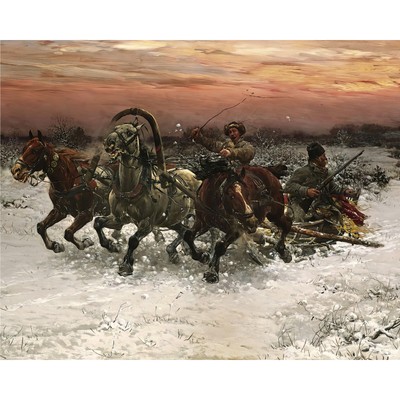 European Winter Genre Painting Giclee Print on Fine Art Paper