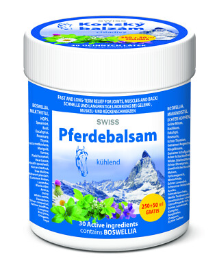 SWISS Pferdesalbe kühlend 300ml für Gelenke, Muskel und Rücken mit Boswellia