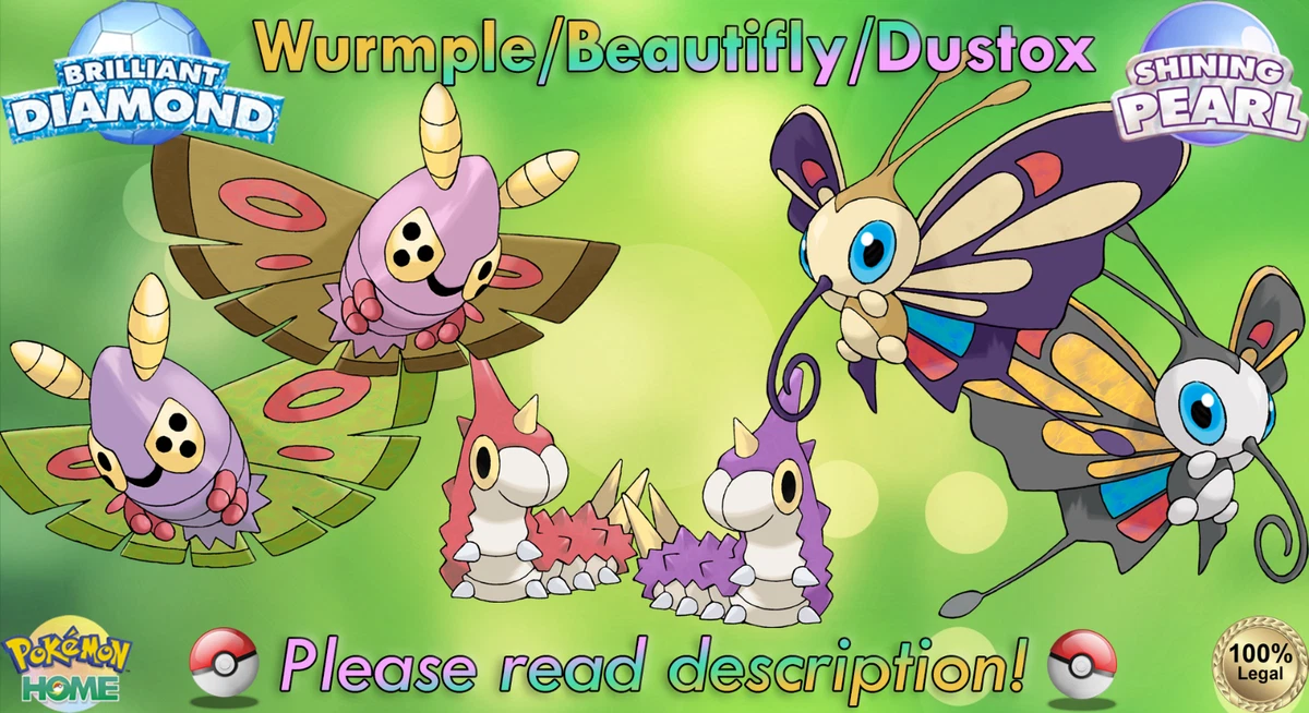 💎Shiny/Non-shiny Wurmple/Beautifly/Dustox 6IV💎Pokémon BD/SP (💯Legal) |  eBay