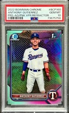 2022 Bowman Chrome Anthony Gutierrez Aqua Pink Vapor Refractor SP 109/125 PSA 10