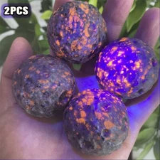 2pcs Natural 40mm Yooperlite Moon Crystal Quartz Stone Sphere Fluoresce Sodalite