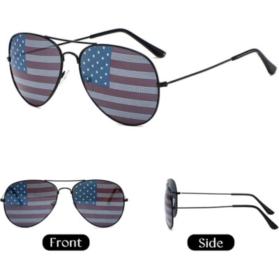 USA Glasses American Flag Aviator Sunglasses Black United States Patriotic