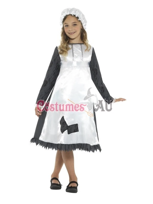 Niñas Histórico Victoriano Pobre Criada Antiguo Disfraz Libro Semana Vestido Elegante Foto 3 de 4