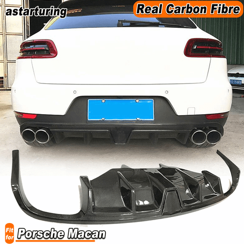Fit For Porsche Macan 2014-20 REAL Carbon Fiber Rear Bumper Diffuser Lip Spoiler - Bild 1 von 8
