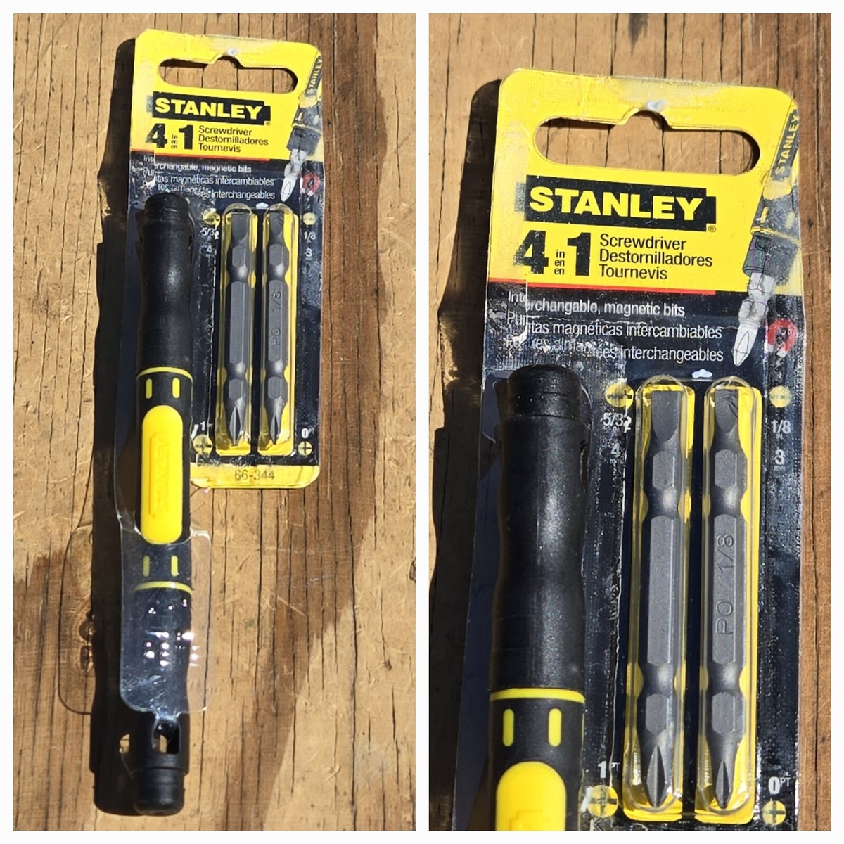NOS Stanley 4-in-1 Pocket Screwdriver w/Magnetic Bits Phillips