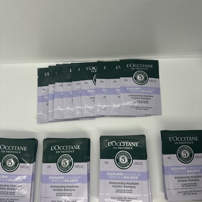 L occitane 50 Gentle & balance micellar Hair shampoo lavender Packets Travel