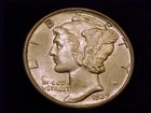 1939-D  Mercury Dime, About Uncirculated Grade.