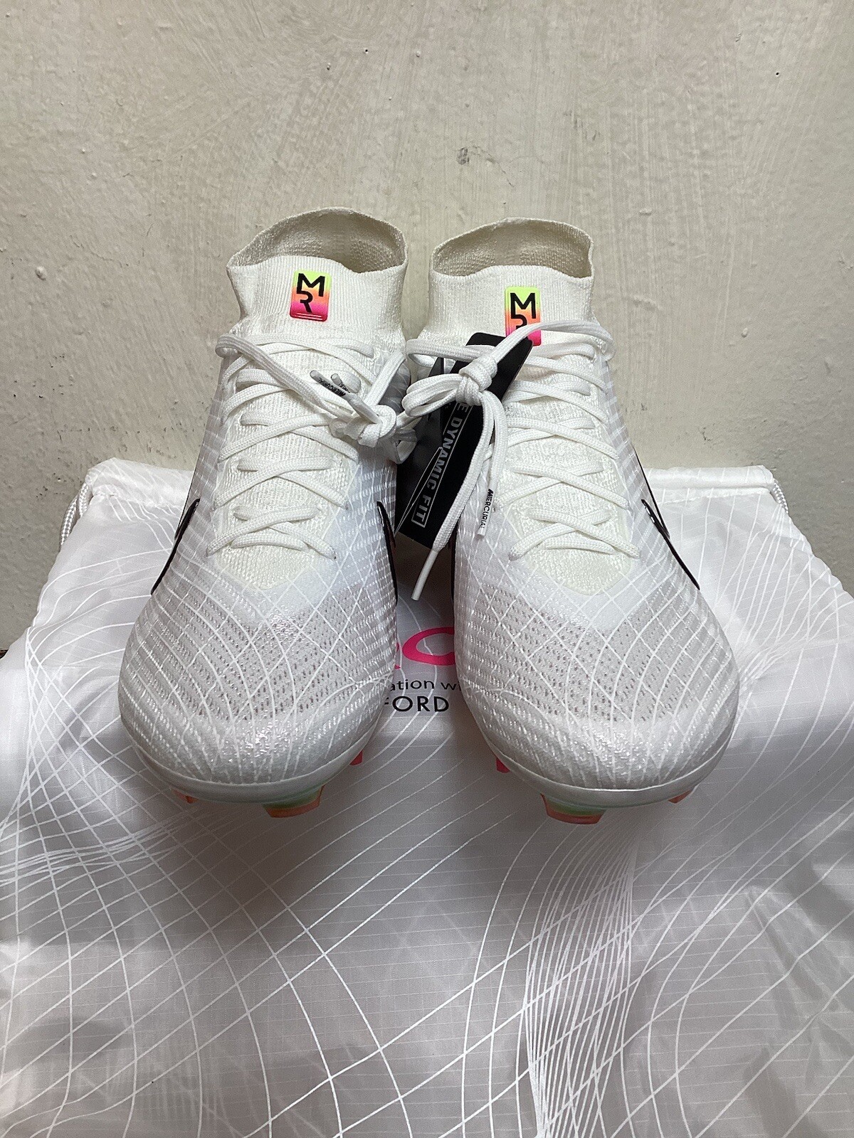 NIKE ZOOM MERCURIAL SUPERFLY 9 ELITE MR FG WHITE SOCCER CLEATS SIZE 9