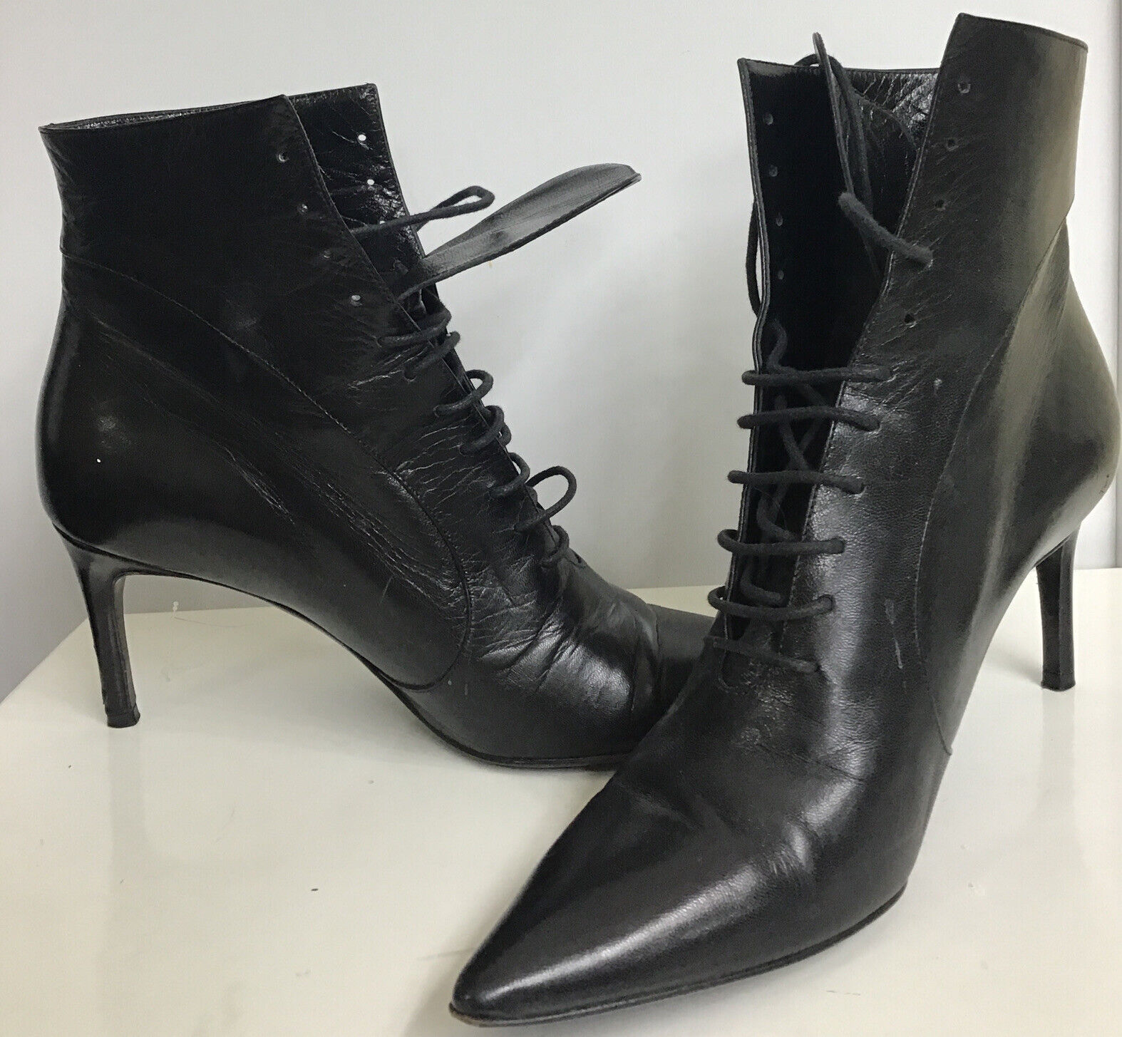 Helmut Lang Pointed Toe Black Lace Up Ankle Boot … - image 2