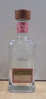 OLMECA ALTOS TEQUILA ADVERTISIGN GLASS BOTTLE 700ML No17352 EMPTY