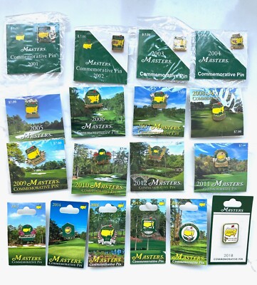MASTERS COMMEMORATIVE COMPLETE GOLF PIN SET 2001-2018 RARE LOT AUGUSTA NATIONAL