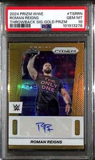 2024 Panini Prizm WWE Throwback Signatures Gold Roman Reigns Auto 5/10 PSA 10