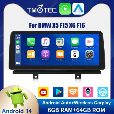 12.3" Autoradio 8-Kern Android 14.0 GPS DAB+CarPlay DSP 64GB Für BMW X5 F15 NBT - Bild 1 von 4