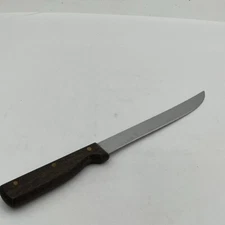 Vintage Old Homestead Knife 8” Blade Serrated Wood Handle Retro MCM Kitchen Tool