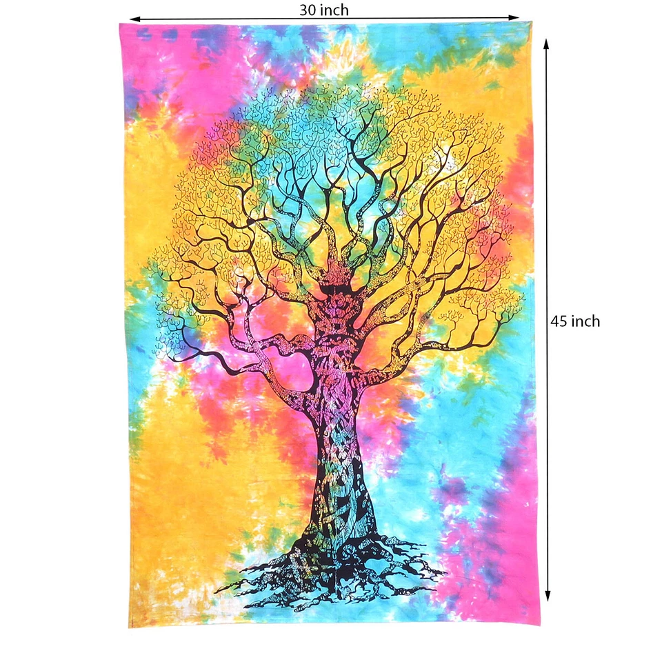 Wall Poster Hanging Cotton Tree Of Life Tapestry Indian Decor Multicolor Poster - Image 4 of 4