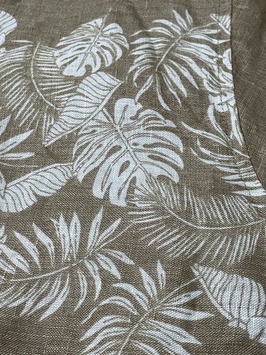 Daniel Cremieux Shirt Men XL 52x29 Brown Flora 100% Linen Short Slv Hawaiian EUC - Picture 7 of 10