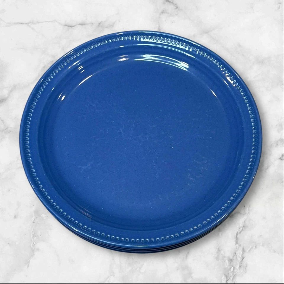 "Juego de 3 platos aperitivos para ensalada azul colores artesanales Dansk 8"" excelente estado" Foto 3 de 4