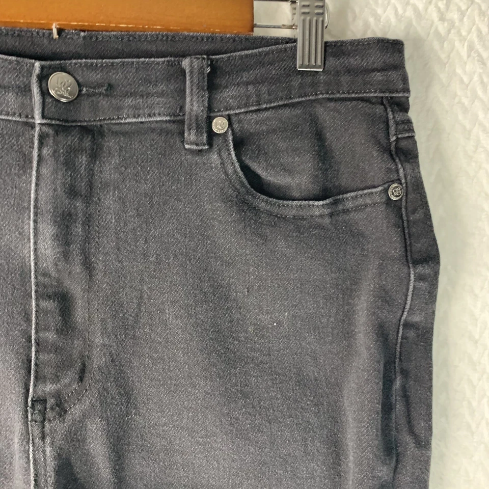 Bermudas de mezclilla DG2 Diane Gilman con puños para mujer talla 6 negras Foto 4 de 4