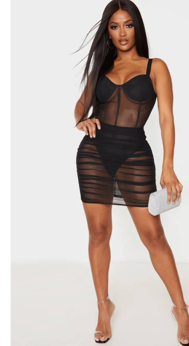 black bodycon dress pretty little thing Shape Mesh Binding Cup Detail Dress, NWT, Sz Corset SIZE:50 anniversary Lace Birthday Girl Dress, A true wardrobe hero
