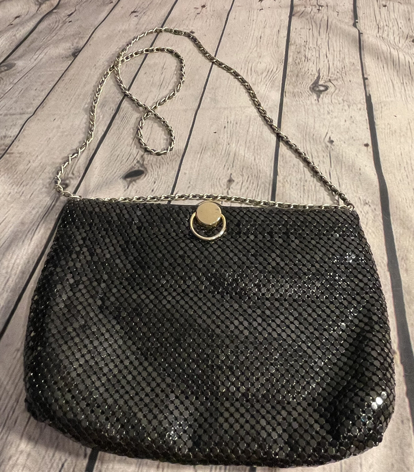 Vintage Bag Black Metal Mesh Evening Everyday Handbag… Gem