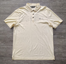 Travis Mathew Polo Shirt XL Short Sleeve Yellow Striped Pima Cotton Blend