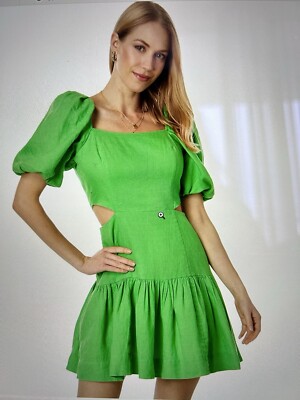 NWT Women's Lilly Pulitzer Kylanne Elbow Sleeve Linen Green Mini Dress Size  8 | eBay