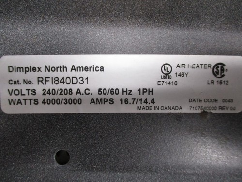 DIMPLEX RFI840D31 208/240VAC 14.4/16.7A UNMP | eBay