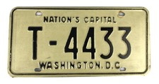 District of Columbia 1968-1969 TRAILER License Plate T-4433!