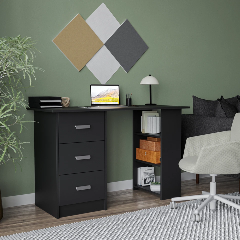 Large Computer Desk Office Makeup Vanity Dressing Table Bedroom Drawers Shelves