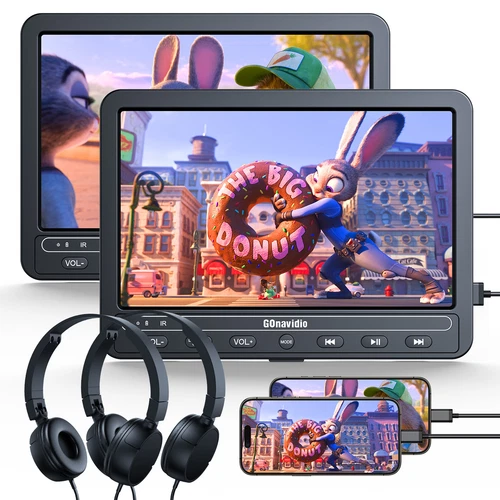 2 X 10.5" HD Car Headrest Monitor DVD Player Dual Screen TV HDMI USB/SD Battery - Picture 9 of 9