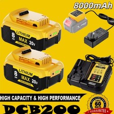 Pack For DeWalt 20V 20 Volt Max XR 8.0AH Lithium-Ion Battery DCB206-2 DCB205-2
