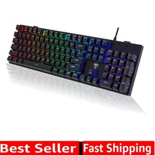 Mechanical Gaming Keyboard, RGB 104 Keys Ultra-Slim LED Backlit USB Wired Key...