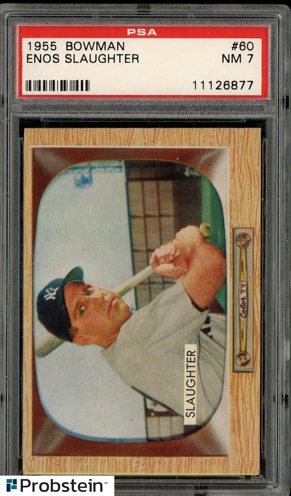 1955 Bowman #60 Enos Slaughter New York Yankees HOF PSA 7 NM