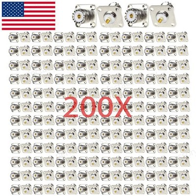 200Pcs UHF Female Jack SO-239 Bulkhead Panel Chassis Solder Cup Mount Connectors