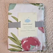 Cloud Island Crib Fitted Sheet Watercolor Floral 100 Cotton 28x52 6" Deep NWT