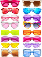 16 Mixed Style Sunglasses Retro Colored Party Favors Glasses Classic Costume Bul