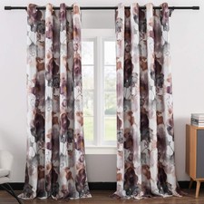 Window Treatment Curtains for Bedroom, Modern Abstract Floral Print Pattern L...
