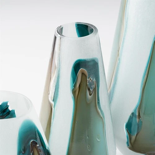Vase CYAN DESIGN FERDINAND Medium White Green Glass - Picture 2 of 5