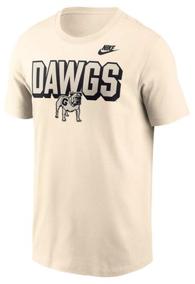 Georgia Bulldogs Nike Men's Pinwheel Lockup DAWGS Natural T-Shirt - Medium