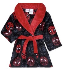 Spider-Man Toddler Boy's Superhero Print Black Fleece Bathrobe Robe NEW Size 5T
