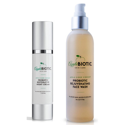 Applebiotic Apple Cider Vinegar Probiotic Restorative Night Cream Face Wash Duo